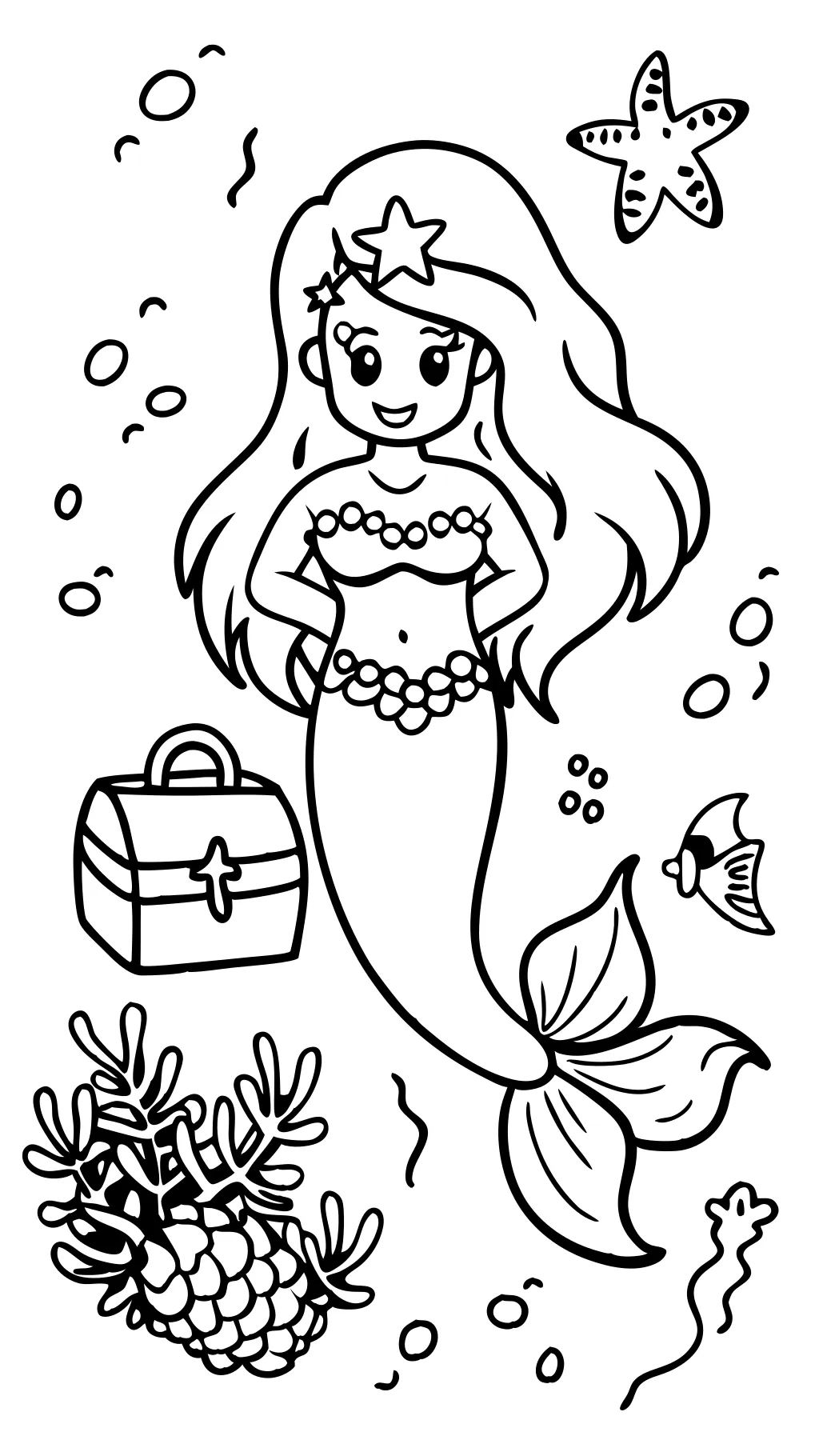 Página para colorear de princesa sirena